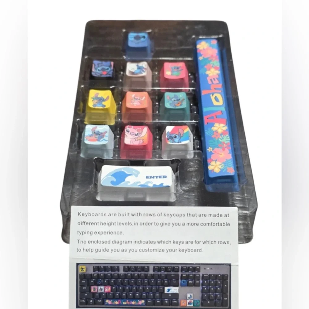 Disney Stitch Mechanical Keyboard Keycap Interchangeable  includes mini Stitch